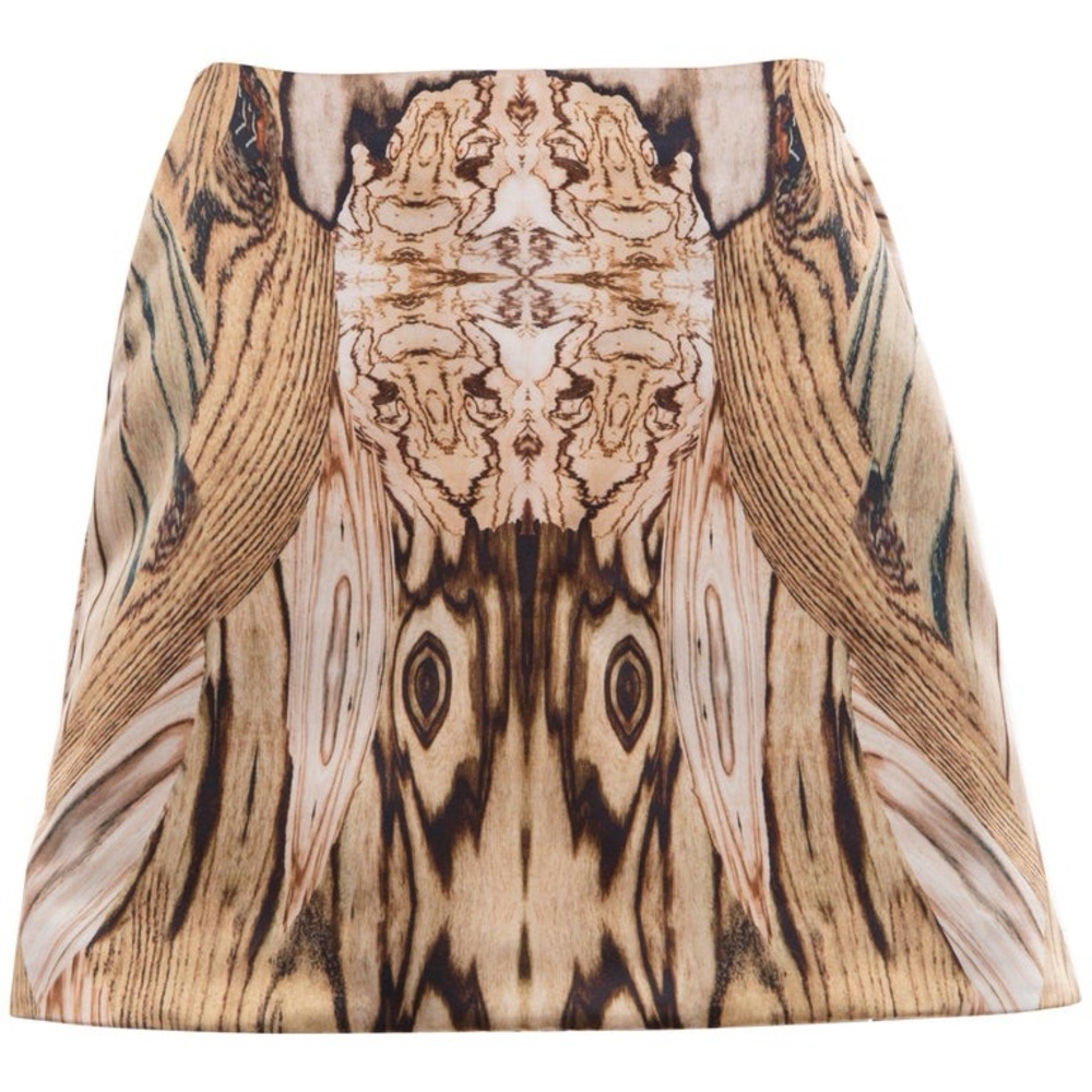 RARE Alexander McQueen Tan and Brown Patterned A-Line Skirt, 2009